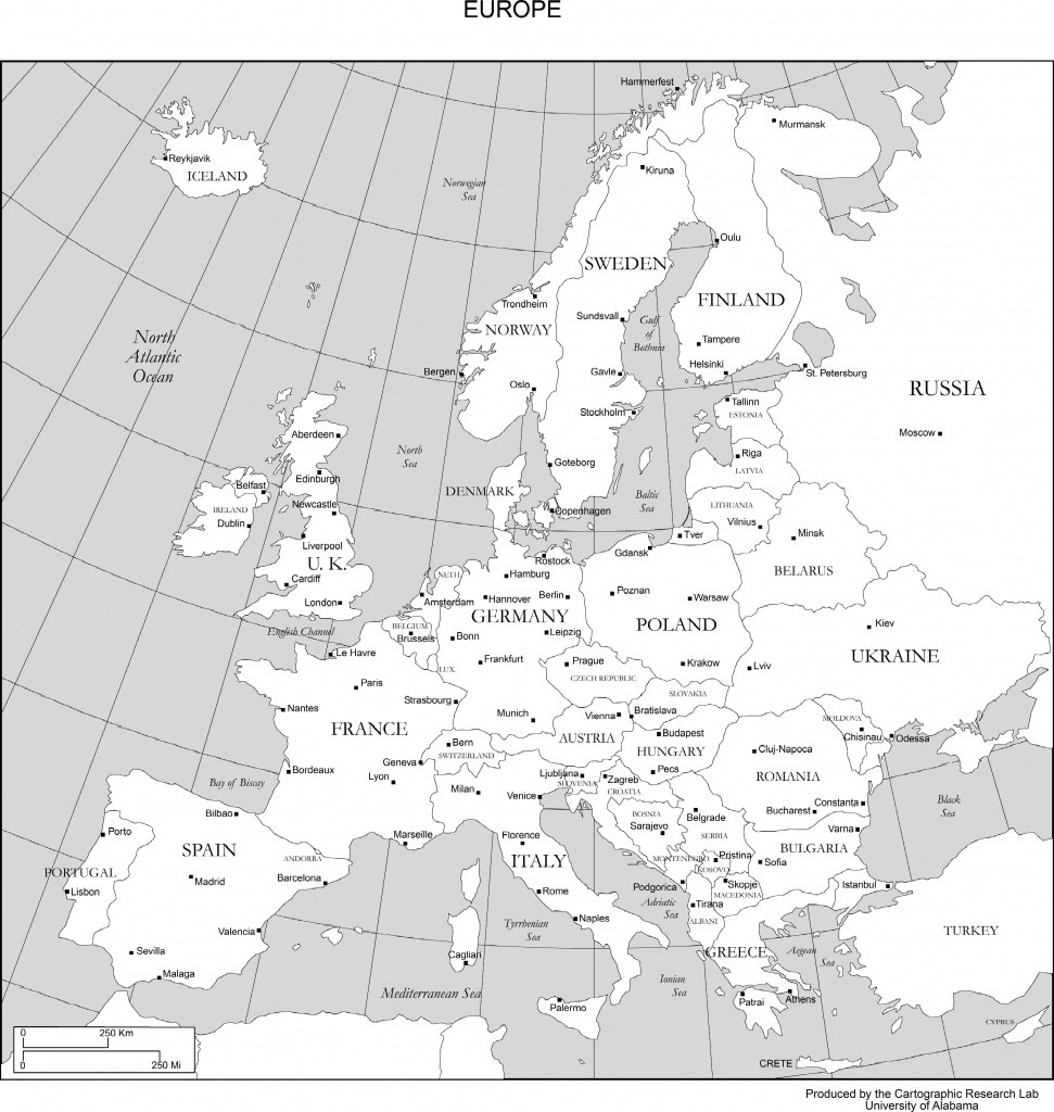 Printable Black And White Map Of Europe Free Printable Maps