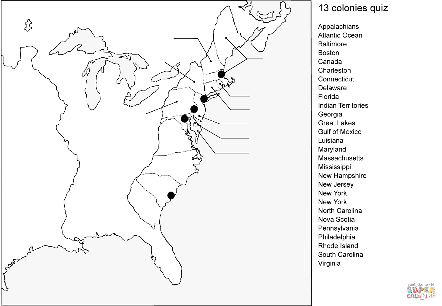 13 Colonies Blank Map Printable Free Printable Maps