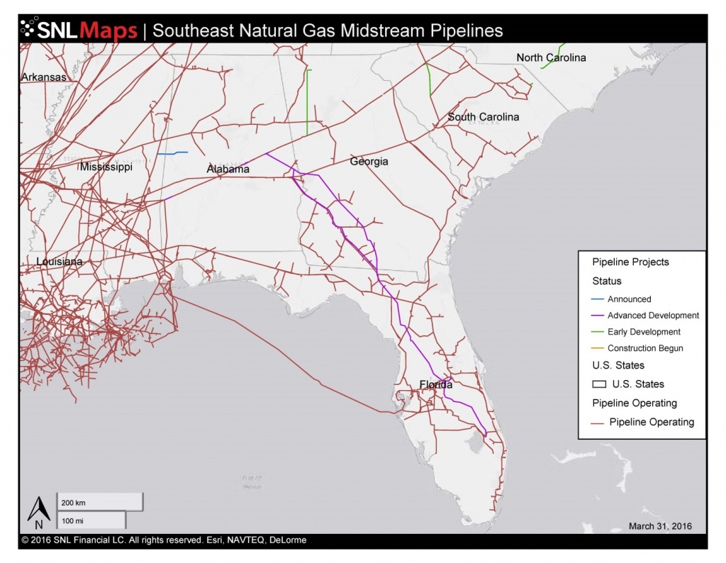 1448×1123 Map Of Southeast Mid-Stream Natural Gas Pipelines, In - Gas Availability Map Florida