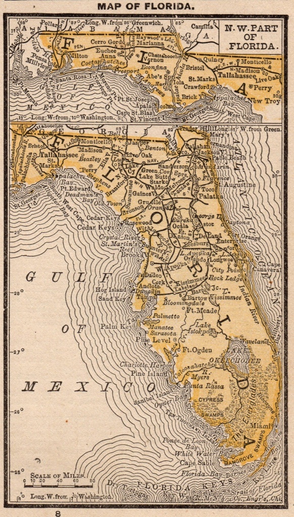 1888 Antique Florida Map Vintage Miniature Map Of Florida Gallery - Antique Florida Map