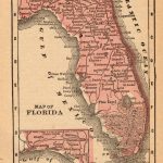 1888 Antique Florida State Map Vintage Map Of Florida Gallery Wall   Florida Map Wall Art
