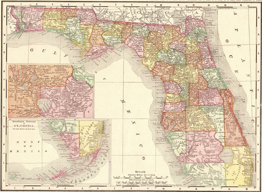 1900 Antique Florida Map Vintage Map Of Florida State Map Gallery - Florida Map 1900