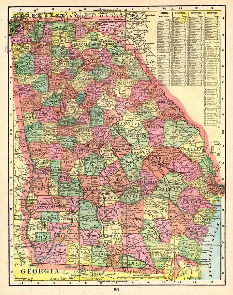 1903 Antique Georgia Map Of Georgia State Map Print Gallery | Etsy - Georgia State Map Printable