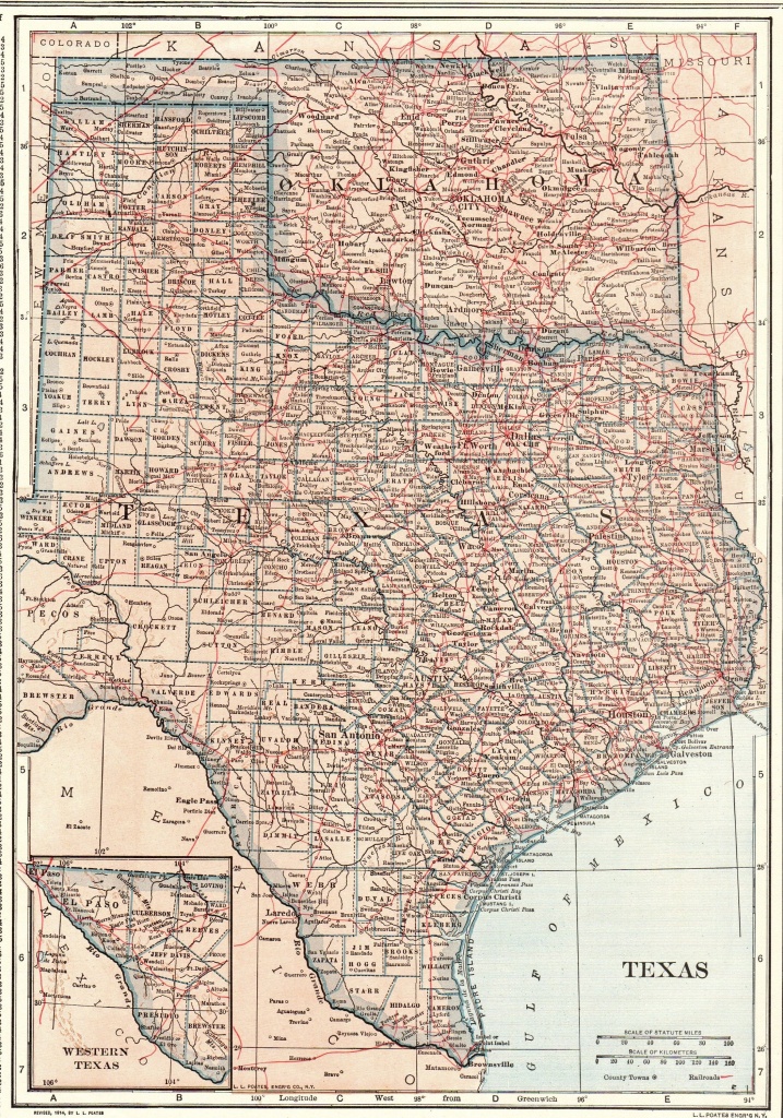 1914 Antique Texas Map Oklahoma Map State Map Of Oklahoma | Etsy - Map Of Oklahoma And Texas