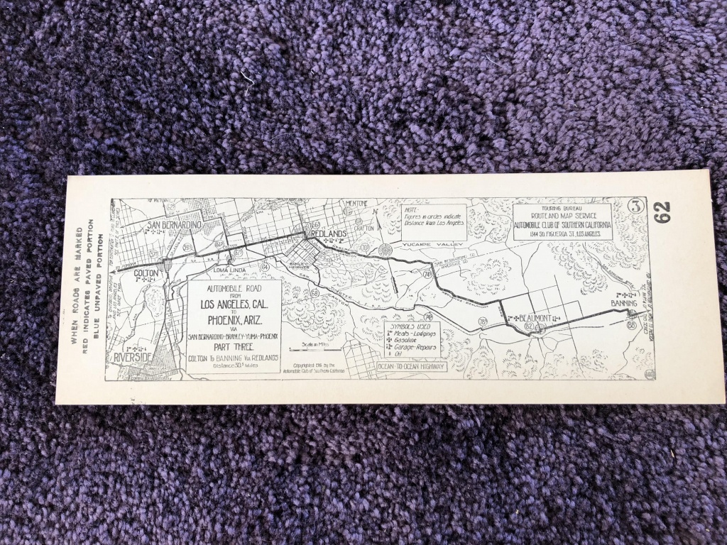 1916 Southern California Aaa Strip Map Los Angeles Cal To | Etsy - Aaa California Map