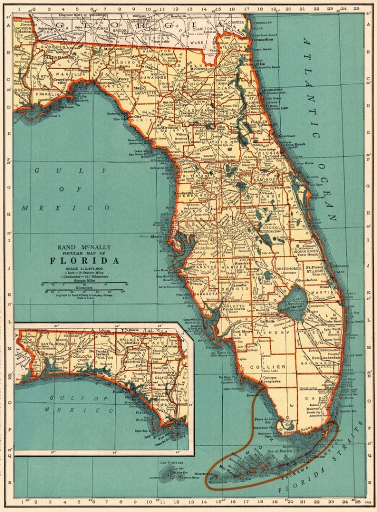 1937 Antique Florida Map Vintage State Map Of Florida Gallery | Etsy - Vintage Florida Map