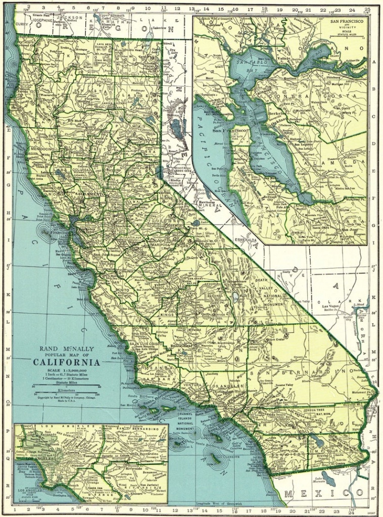 1942 Vintage California State Map Antique Map Of California | Etsy - California State Map Pictures