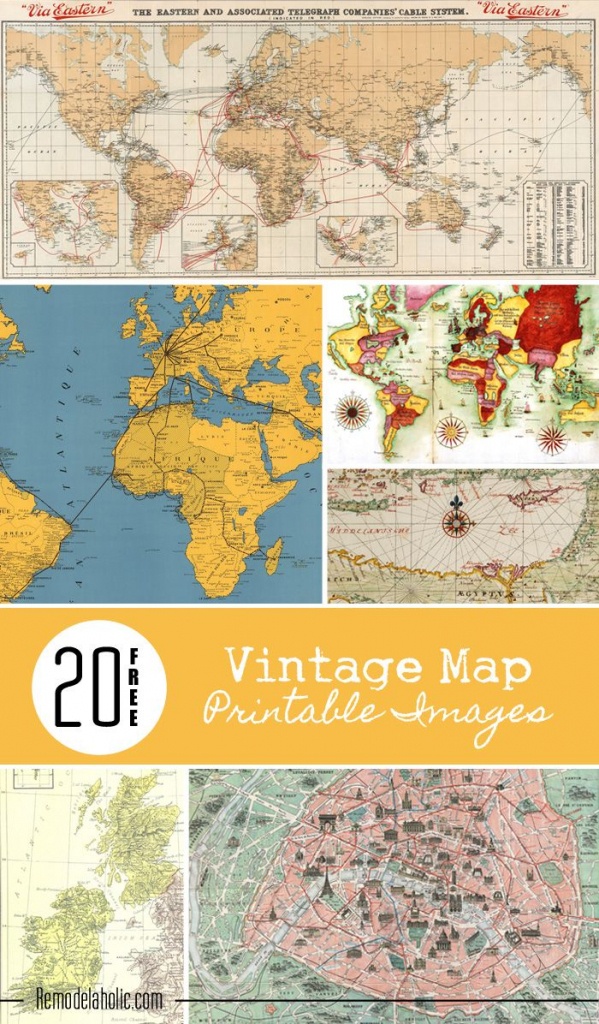 20 Free Vintage Map Printable Images | Remodelaholic #art - Create Printable Map With Pins
