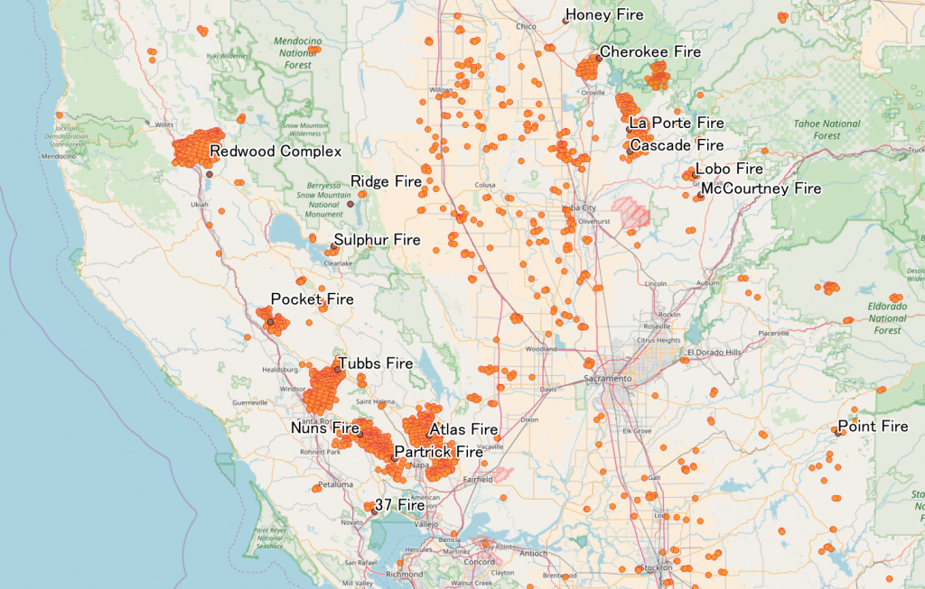 california wildfire map 2017