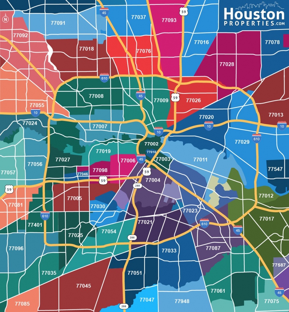 2019 Update: Houston Texas Zip Code Map | Houstonproperties - Show Map Of Houston Texas