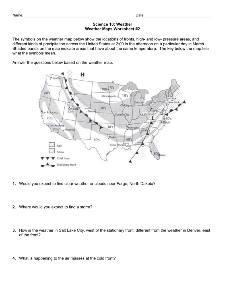 29. Weather Map Worksheet #2 - Weather Map Worksheets Printable