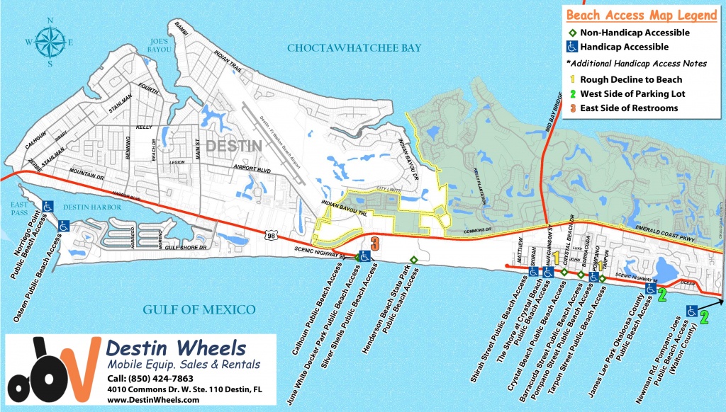 30A &amp;amp; Destin Beach Access - Destin Wheels Rentals In Destin, Fl - Destin Florida Map