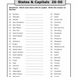 50 States Capitals List Printable | Back To School | States   50 States And Capitals Map Printable