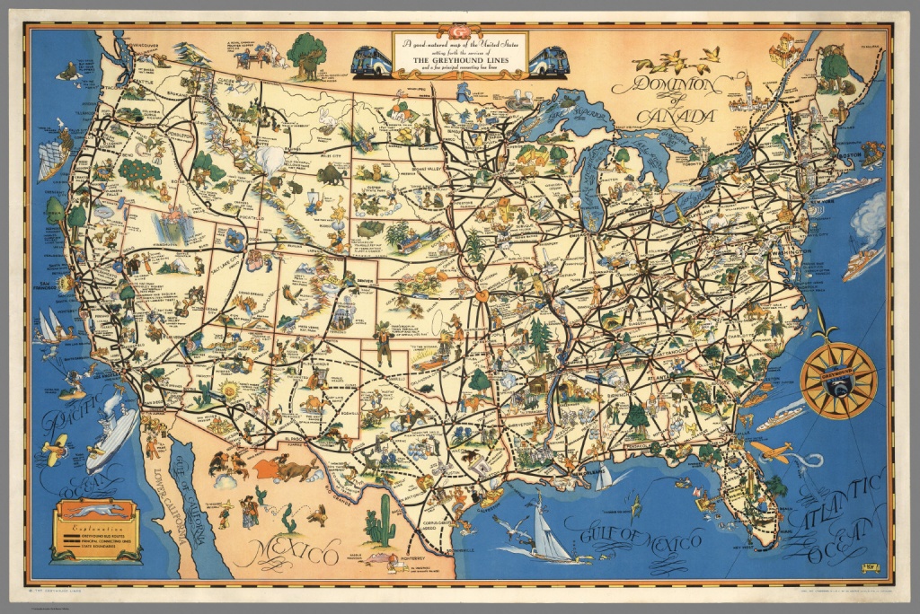 A Good-Natured Map Of The United States Setting Forth The Services - Greyhound Map California