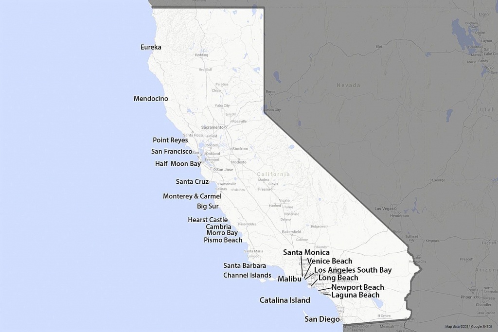 A Guide To California&amp;#039;s Coast - Surf Spots In California Map