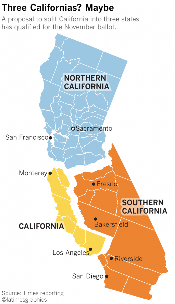 A Look At How Splitting California Into Three Separate States Might - New California Map 3 States