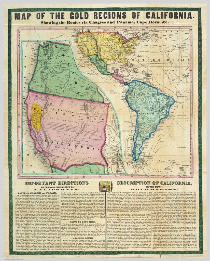 A Map Showing The Gold Mining Region Of California And Routes For - California Gold Rush Map