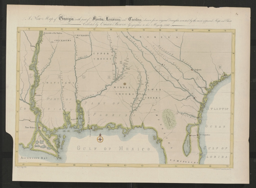 A New Map Of Georgia, With Part Of Florida, Louisiana, And Carolina - Florida Louisiana Map