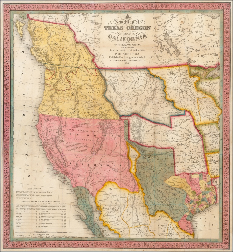 A New Map Of Texas, Oregon And California With The Regions Adjoining - California Territory Map