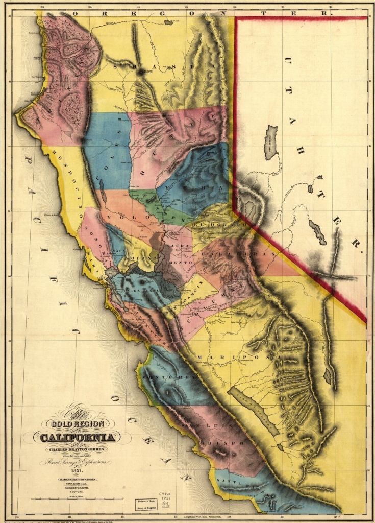 A New Map Of The Gold Region In California. | Library Of Congress - California Gold Claims Map