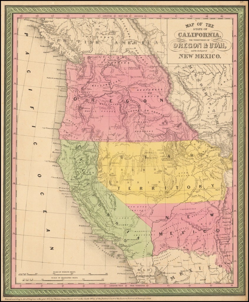 A New Map Of The State Of California, The Territories Of Oregon - California Territory Map