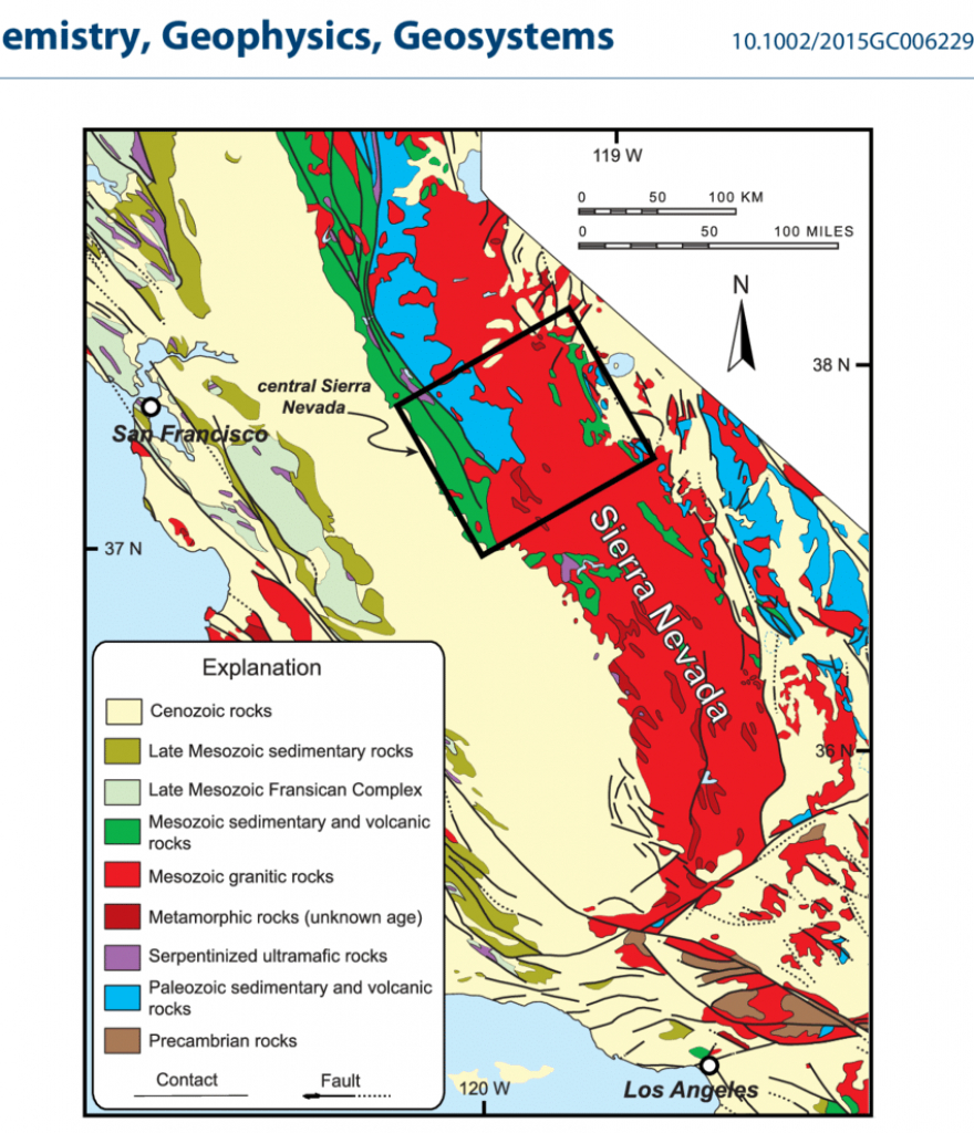 A Simplified Geological Map Showing The Sierra Nevada Mountain Belt - Sierra California Map