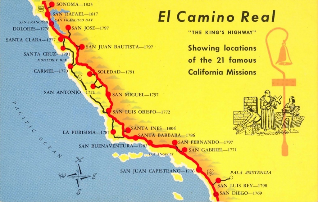 A Trail Map Of Some Of The Amazing Spanish Missions Across - California Missions Map Printable