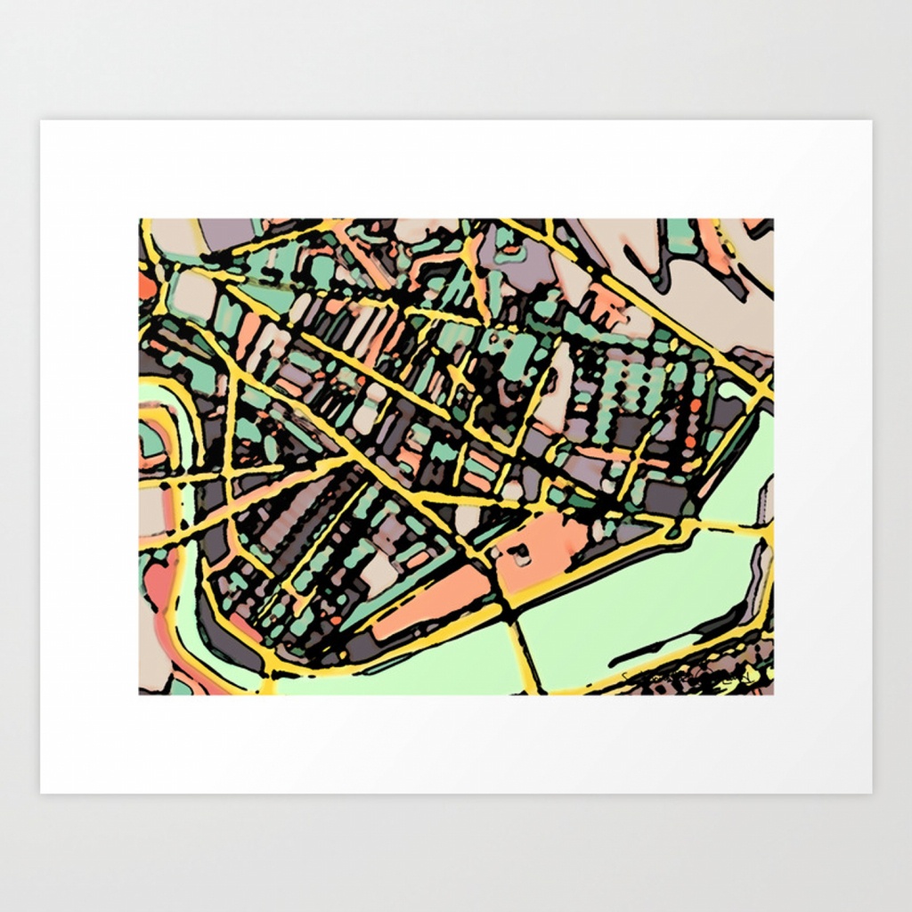 Abstract Map Cambridge Ma Art Printcarlandcartography | Society6 - Printable Map Of Cambridge Ma