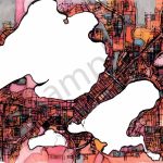 Abstract Map Print – Modern Map Art Of Madison Wi. City Travel Print   Printable Map Of Downtown Madison Wi
