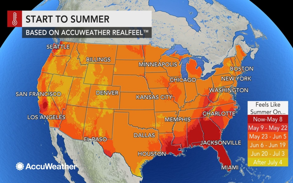 Accuweather 2019 Us Summer Forecast - Florida Weather Map With Temperatures