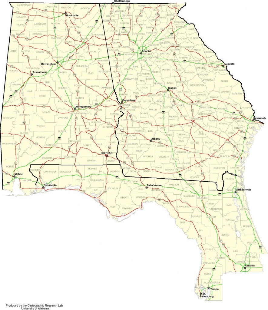 Alabama-Georgia-Florida Map - Map Of Georgia And Florida