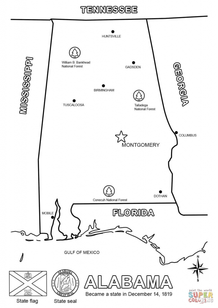 Alabama Map Coloring Page | Free Printable Coloring Pages - Alabama State Map Printable