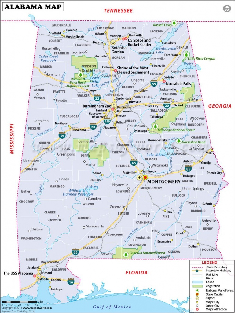 Alabama Map For Free Download. Printable Map Of Alabama, Known As - Alabama State Map Printable