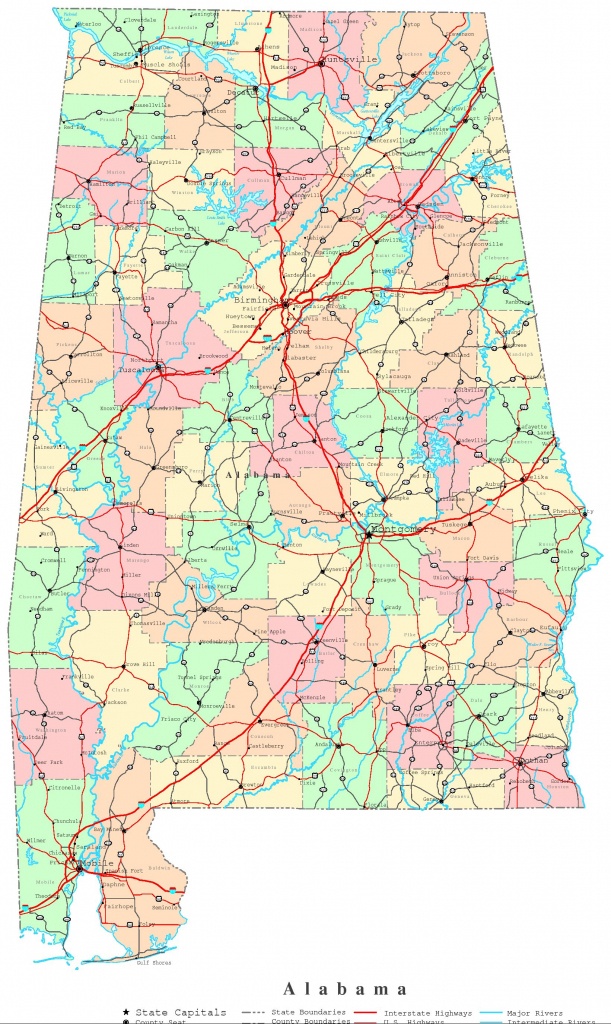 Alabama Printable Map - Printable Alabama Road Map