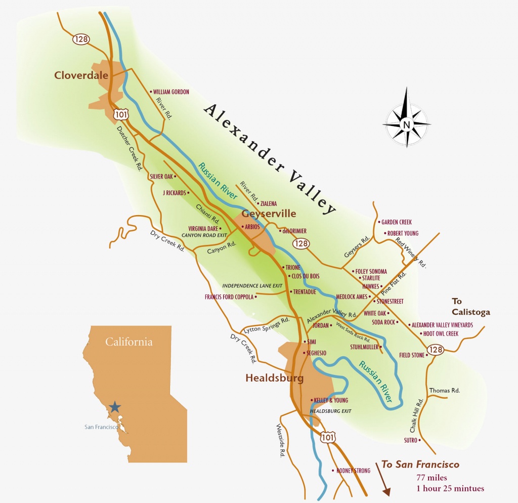 Alexander-Valley-Wine-Tasting-Map - Alexander Valley Winegrowers - Wine Tasting California Map