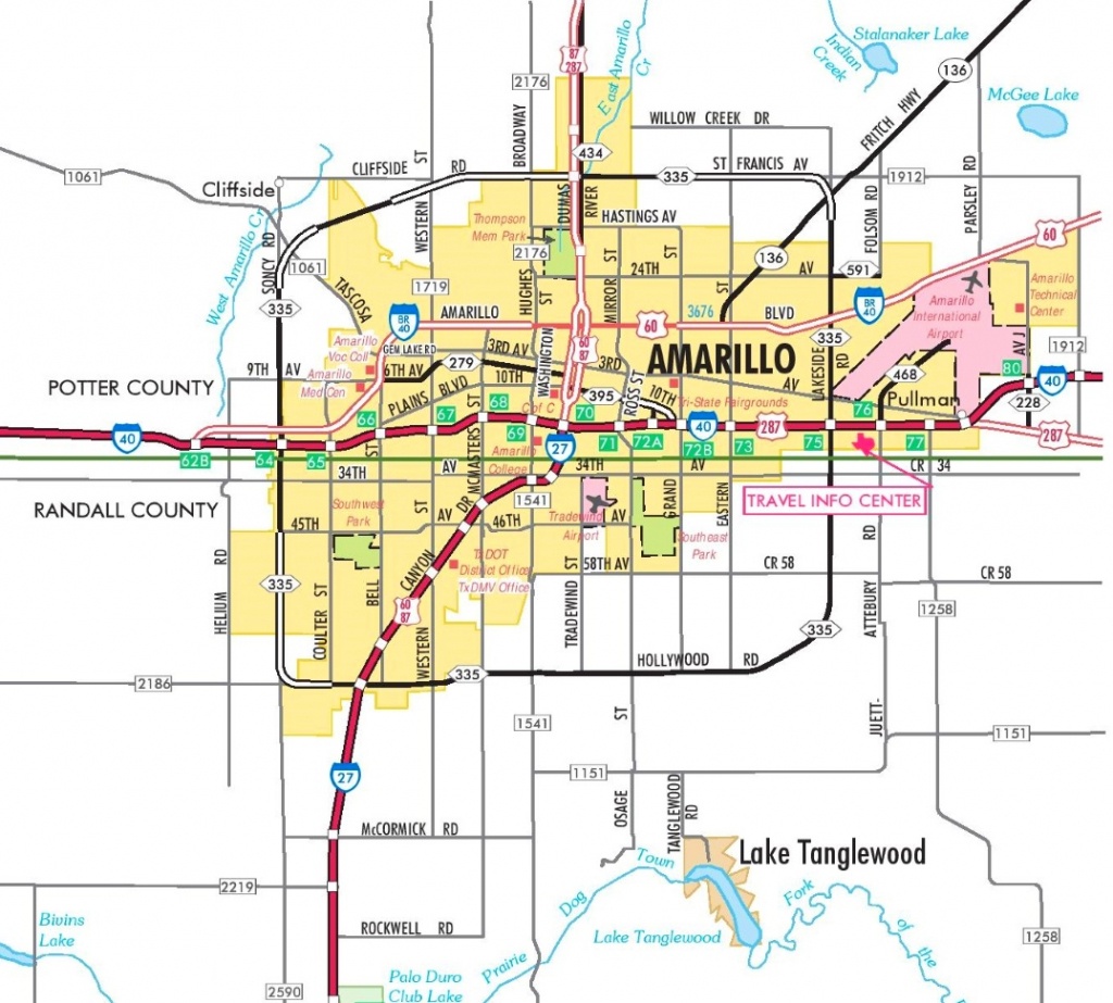 Amarillo Road Map - Printable Map Of Amarillo Tx