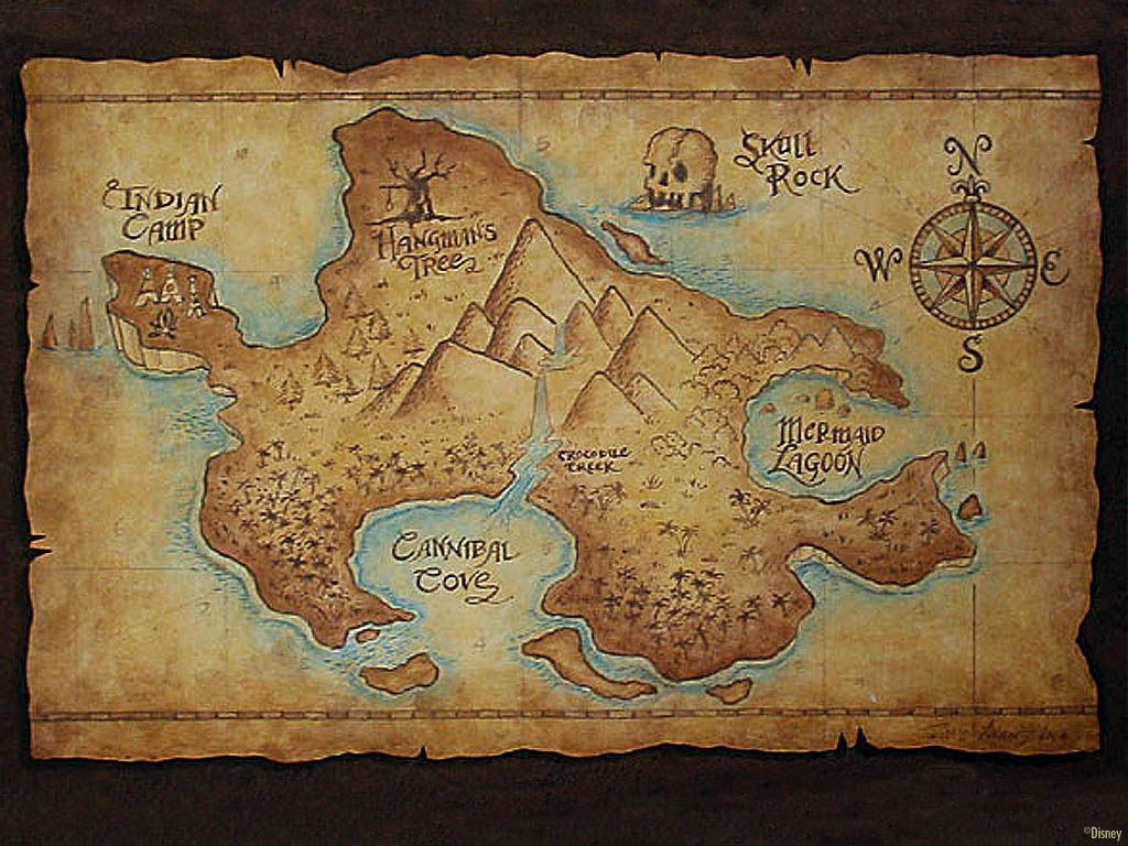 An Ancient-Looking Map Of Never-Neverland! I Love Old Maps - All Old - Printable Neverland Map