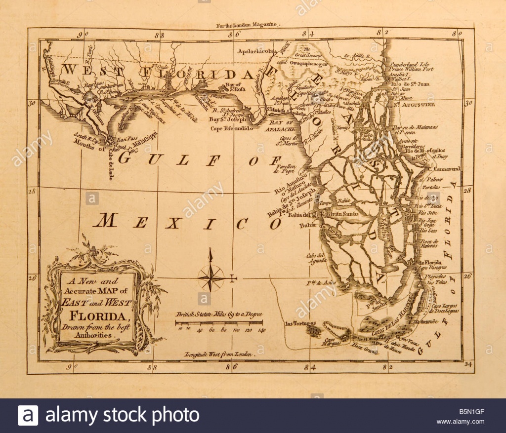 An Old Map Of The State Of Florida In America Made In 1764 For The - Florida Old Map