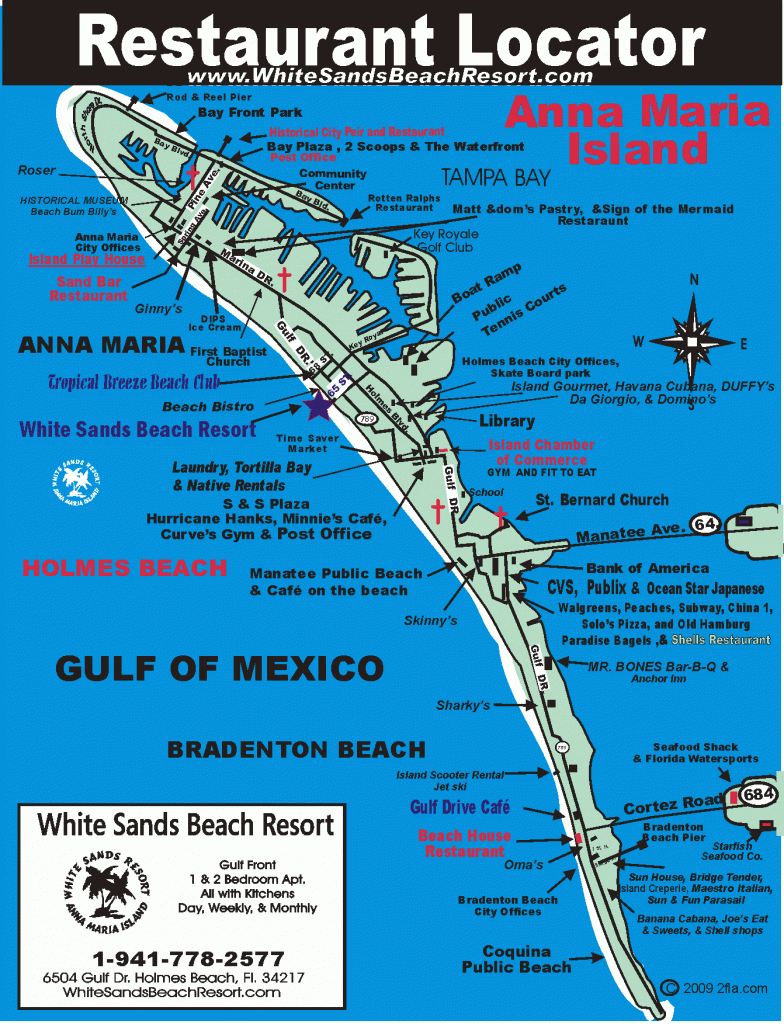 Anna Maria Island Florida Restaurant Map - Anna Maria Island Fl - Annabelle Island Florida Map