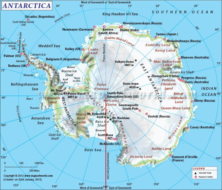 Printable Map Of Antarctica
