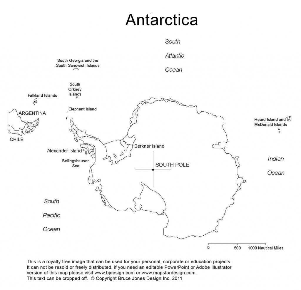 Antarctica, South Pole, Blank Printable Map, Outline, World Regional - Antarctica Outline Map Printable