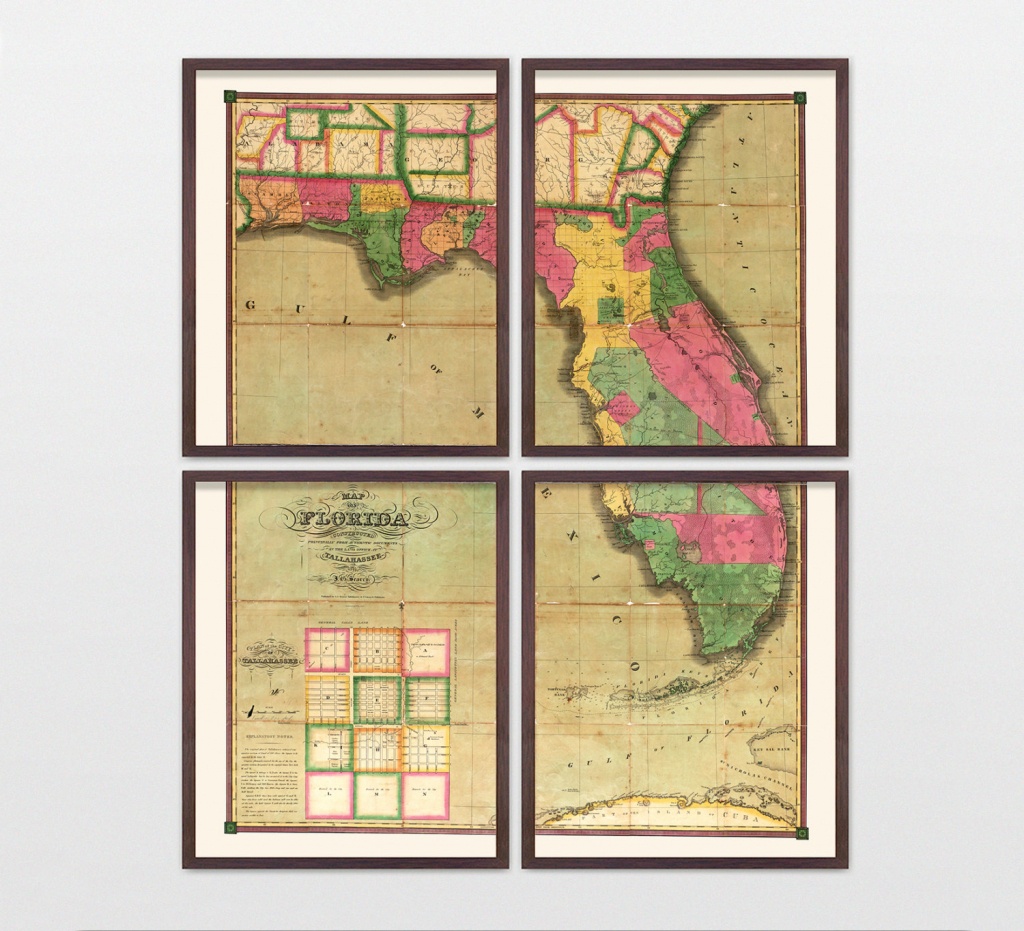 Antique Map - Archival Reproduction - Florida Art - Florida Wall Art - Florida Map Wall Art
