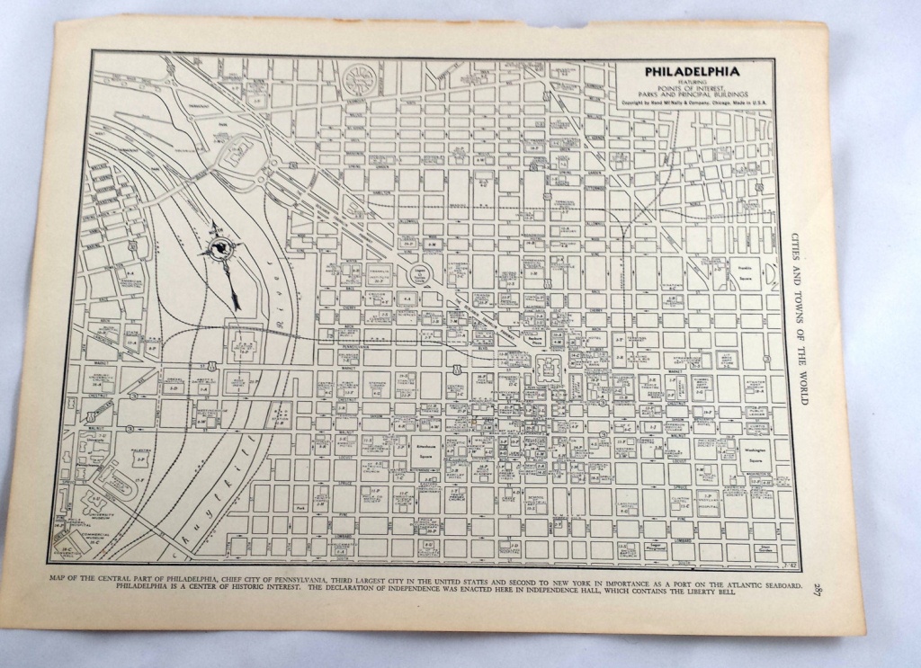Antique Map Of Philadelphia. City Map. 1937 Historical Print | Etsy - Printable Map Of Historic Philadelphia
