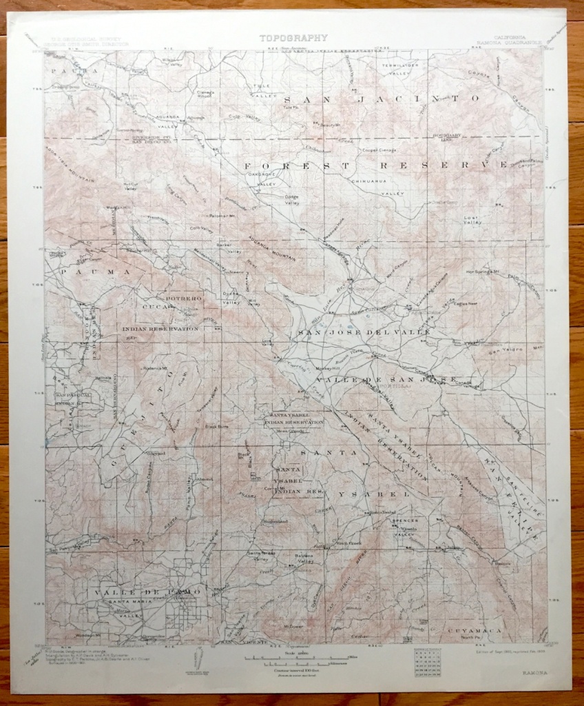 Antique Ramona California 1903 Us Geological Survey | Etsy - Ramona California Map