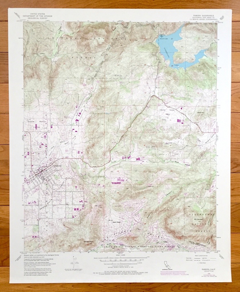 Antique Ramona California 1955 Us Geological Survey | Etsy - Ramona California Map