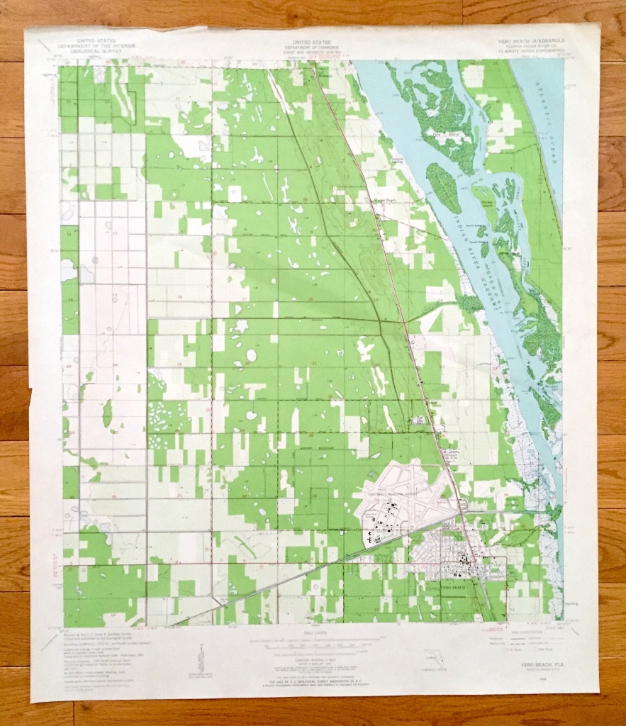 Antique Vero Beach Florida 1949 Us Geological Survey | Etsy - Map Of Vero Beach Florida Area