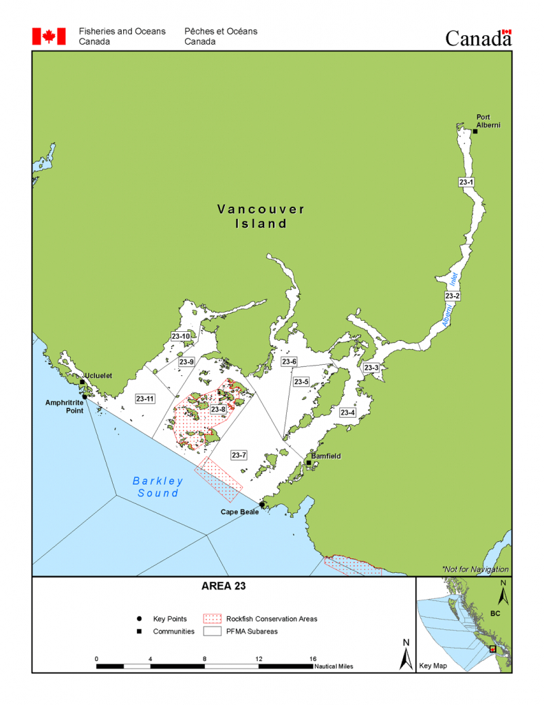 Areas 23 And 123 (Bamfield, Port Alberni) - Bc Tidal Waters Sport - California Fishing Regulations Map