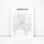 Asheville Map Print North Carolina Nc Usa Map Art Poster | Etsy   Printable Map Of Asheville Nc