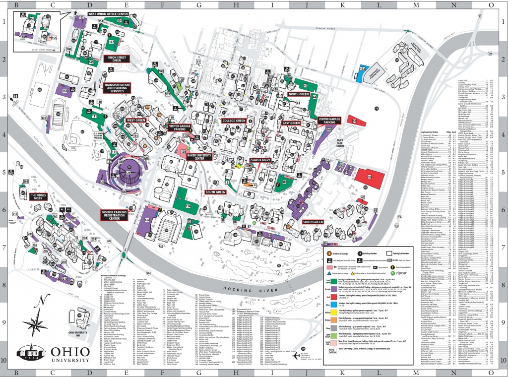Athens Campus Parking Map | Ohio University - Ohio State Map Printable