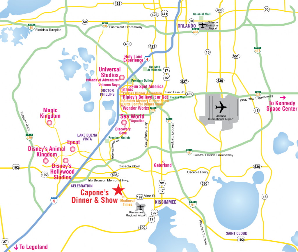 Attractions Map : Orlando Area Theme Park Map : Alcapones - Florida Attractions Map